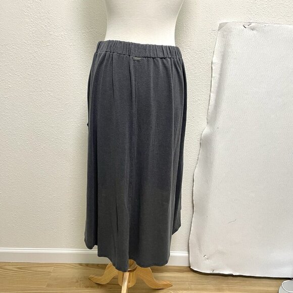 prAna Hemp Blend Faux Wrap High-Low Pull-On Skirt Pockets Gray size Medium - Picture 4 of 7